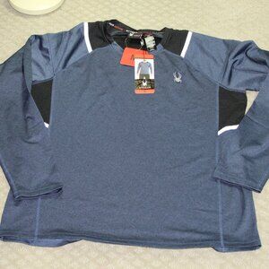 NWT Spyder Active Proweb Shirt Mens M Blue Pullover Long Sleeve Active Spider